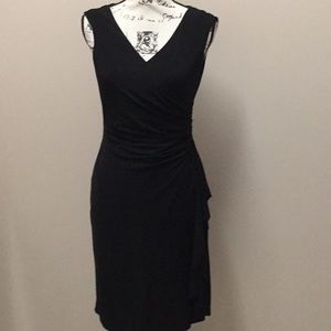 WHBM black sheath dress with left side ruching